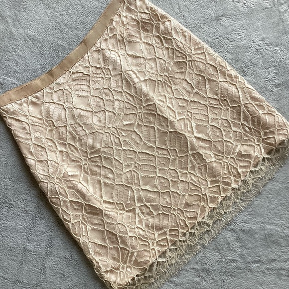 Jenni Kayne Dresses & Skirts - Jenni Kayne Lace Overlay Silk Skirt Cream Ivory Grosgrain Ribbon Sz 4